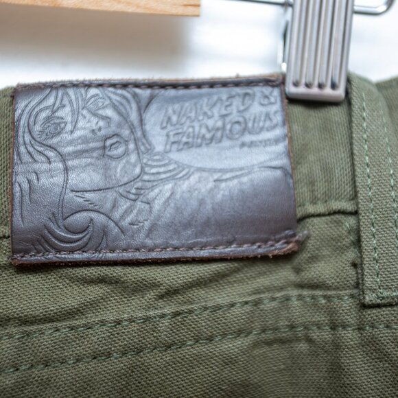 Naked & Famous Army Green Duck Canvas Selvedge Classic Fit 27 - Picture 8 of 10
